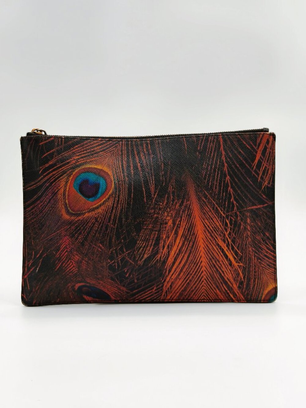 Givenchy Peacock Print Coated Canvas Zip Pouch Clutch Bag